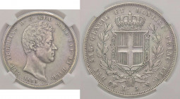 WAHRSAVOIA - Carlo Alberto (1831-1849) - 5 Lire 1833 T Pag. 234; Mont. 108 RR AG Sigillata CCG VF35
Sigillata CCG VF35

bel BB