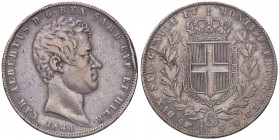 WAHRSAVOIA - Carlo Alberto (1831-1849) - 5 Lire 1844 G Pag. 255; Mont. 131 AG Colpo
 Colpo

meglio di MB