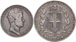 WAHRSAVOIA - Carlo Alberto (1831-1849) - 5 Lire 1845 G Pag. 257; Mont. 133 AG
 

qBB
