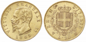 WAHRSAVOIA - Vittorio Emanuele II Re d'Italia (1861-1878) - 20 Lire 1865 T Pag. 459; Mont. 135 AU
 

qFDC