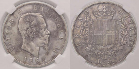 WAHRSAVOIA - Vittorio Emanuele II Re d'Italia (1861-1878) - 5 Lire 1862 N Pag. 483; Mont. 165 R AG Sigillata CCG VF30
Sigillata CCG VF30

qBB
