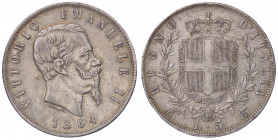 WAHRSAVOIA - Vittorio Emanuele II Re d'Italia (1861-1878) - 5 Lire 1864 N Pag. 485; Mont. 166 R AG
 

BB