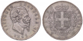 WAHRSAVOIA - Vittorio Emanuele II Re d'Italia (1861-1878) - 5 Lire 1865 T Pag. 487; Mont. 167 R AG Colpetti
 Colpetti

qBB