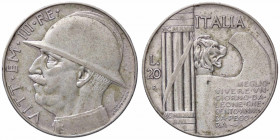 WAHRSAVOIA - Vittorio Emanuele III (1900-1943) - 20 Lire 1928 Elmetto Pag. 680; Mont. 76 NC AG
 

BB