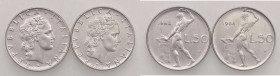 WAHRREPUBBLICA ITALIANA - Repubblica Italiana (monetazione in lire) (1946-2001) - 50 Lire 1957 e 1960 NC AC
 

med. BB