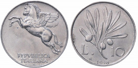 WAHRREPUBBLICA ITALIANA - Repubblica Italiana (monetazione in lire) (1946-2001) - 10 Lire 1948 Mont. 6 NC IT Segnetti di contatto
 Segnetti di contat...