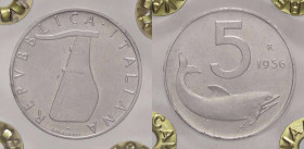 WAHRREPUBBLICA ITALIANA - Repubblica Italiana (monetazione in lire) (1946-2001) - 5 Lire 1956 Mont. 8 RR IT Segni e colpetti - Sigillata Francesco Cav...