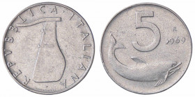 WAHRREPUBBLICA ITALIANA - Repubblica Italiana (monetazione in lire) (1946-2001) - 5 Lire 1969 Mont. 12 NC IT 1 della data rovesciato
1 della data rov...