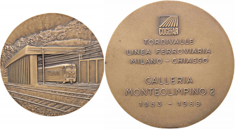WAHRMEDAGLIE - REPUBBLICA - Medaglia 1983-1989 - Linea ferroviaria Milano-Chiass...