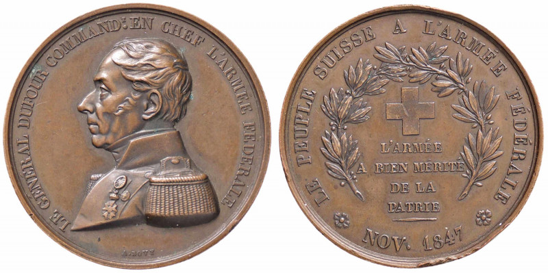 WAHRMEDAGLIE ESTERE - SVIZZERA - Medaglia 1847 - Generale Dufour AE Ø 37 Colpett...