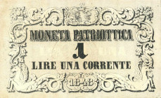 WAHRCARTAMONETA - LOMBARDO-VENETO - Moneta Patriottica di Venezia - Lira 1848 Gav. 42 Unifaccia
 Unifaccia - 

SPL