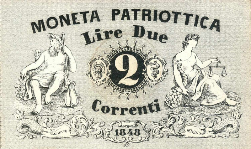 WAHRCARTAMONETA - LOMBARDO-VENETO - Moneta Patriottica di Venezia - 2 Lire 1848 ...