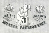 WAHRCARTAMONETA - LOMBARDO-VENETO - Moneta Patriottica di Venezia - 3 Lire 1848 Gav. 46 Unifaccia
 Unifaccia - 

qFDS