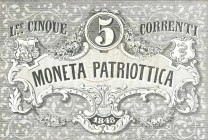WAHRCARTAMONETA - LOMBARDO-VENETO - Moneta Patriottica di Venezia - 5 Lire 1848 Gav. 48 Unifaccia
 Unifaccia - 

FDS