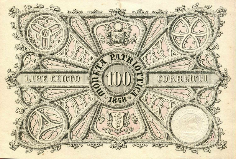 WAHRCARTAMONETA - LOMBARDO-VENETO - Moneta Patriottica di Venezia - 100 Lire 184...