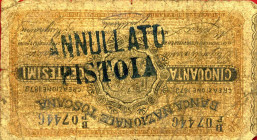 WAHRCARTAMONETA - TOSCANA - Banca Nazionale Toscana - 50 Centesimi Creazione 1873 Gav. 62 Gabrielli/Chiocchini/Mugnaini ANNULLATO PISTOIA
 Gabrielli/...