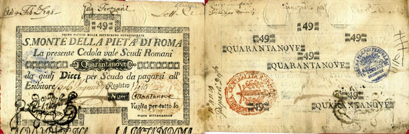 WAHRCARTAMONETA - STATO PONTIFICIO - Sacro Monte della Pietà e Banco di S.Spirit...