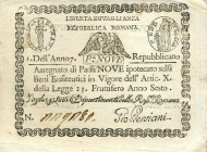WAHRCARTAMONETA - STATO PONTIFICIO - Repubblica Romana Assegnati (1798) - 9 Paoli Anno 7 Gav. 67 Persiani (retro rettangolo)
 Persiani (retro rettang...