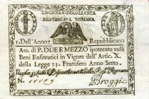 WAHRCARTAMONETA - STATO PONTIFICIO - Repubblica Romana Assegnati (1798) - 2,5 Paoli Anno 7 Gav. 64 RR Broggi
 Broggi - 

qFDS