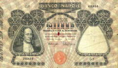 WAHRCARTAMONETA - NAPOLI - Biglietti al portatore - 1.000 Lire 14/08/1917 Gav. 206 Miraglia/Mancini Mancanza centrale
 Miraglia/Mancini - Mancanza ce...