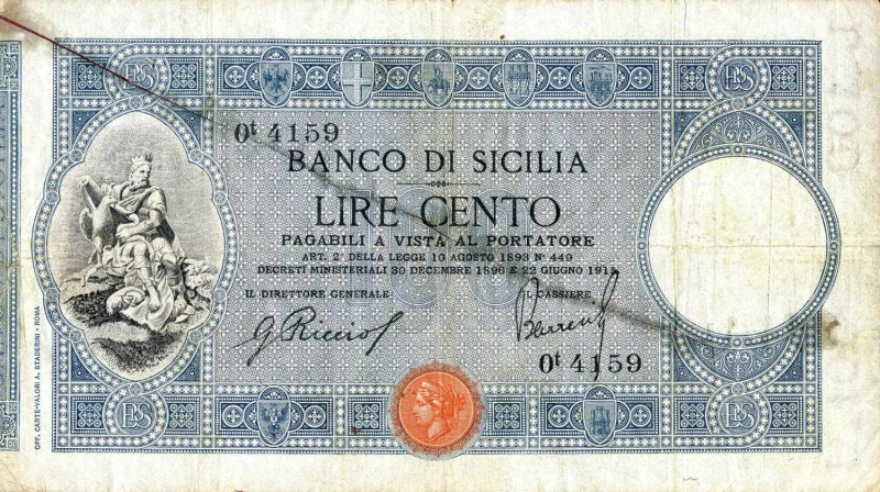 WAHRCARTAMONETA - SICILIA - Banco di Sicilia - Biglietti al portatore (1866-1867...