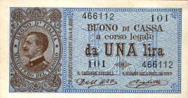 WAHRCARTAMONETA - BUONI DI CASSA - Vittorio Emanuele III (1900-1943) - Lira 21/09/1914 - Serie 41-160 Alfa 11; Lireuro 3B Dell'Ara/Righetti
 Dell'Ara...
