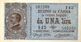 WAHRCARTAMONETA - BUONI DI CASSA - Vittorio Emanuele III (1900-1943) - Lira 21/09/1914 - Serie 41-160 Alfa 11; Lireuro 3B Dell'Ara/Righetti Ondulazion...