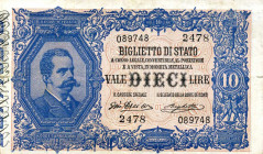 WAHRCARTAMONETA - BIGLIETTI DI STATO - Vittorio Emanuele III (1900-1943) - 10 Lire 11/10/1915 - Serie 2101-2880 Alfa 78; Lireuro 17D R Giu. Dell'Ara/R...