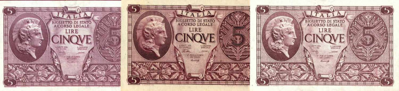 WAHRCARTAMONETA - BIGLIETTI DI STATO - Luogotenenza (1944-1946) - 5 Lire Tre dec...