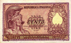 WAHRCARTAMONETA - BIGLIETTI DI STATO - Repubblica Italiana (monetazione in lire) (1946-2001) - 100 Lire - Italia elmata 31/12/1951 Alfa 428; Lireuro 2...