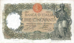 WAHRCARTAMONETA - BANCA d'ITALIA - Vittorio Emanuele III (1900-1943) - 50 Lire 01/07/1918 - Buoi Alfa 219; Lireuro 4J RR Stringher/Sacchi
 Stringher/...