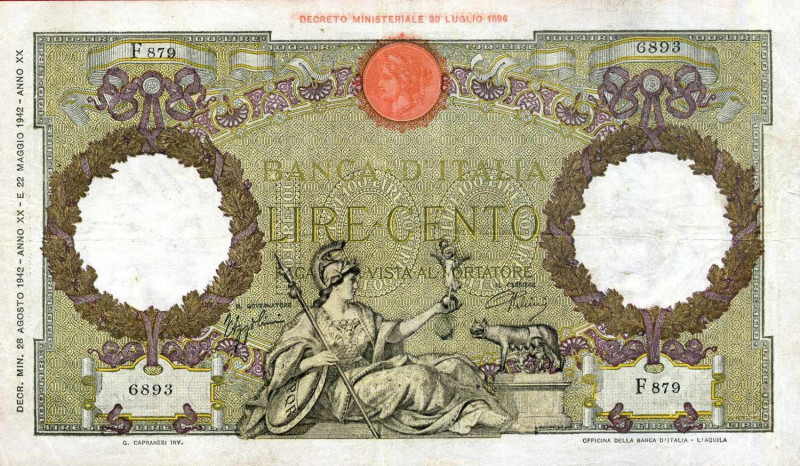 WAHRCARTAMONETA - BANCA d'ITALIA - Vittorio Emanuele III (1900-1943) - 100 Lire ...