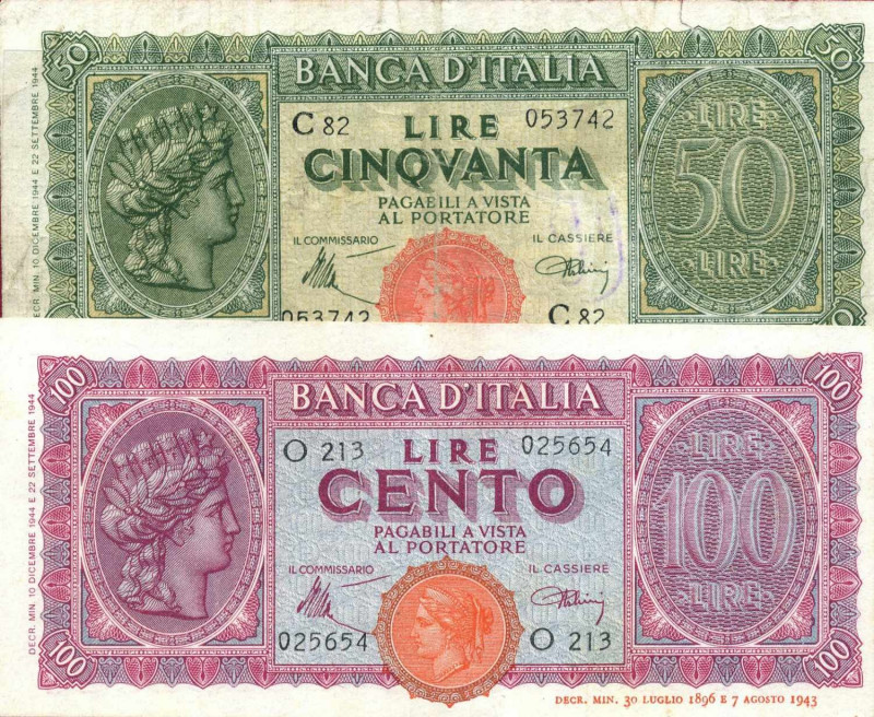 WAHRCARTAMONETA - BANCA d'ITALIA - Luogotenenza (1944-1946) - 100 Lire - Italia ...
