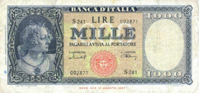 WAHRCARTAMONETA - BANCA d'ITALIA - Repubblica Italiana (monetazione in lire) (1946-2001) - 1.000 Lire - Medusa 11/02/1949 Alfa 697; Lireuro 54C RRR Me...