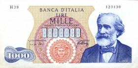 WAHRCARTAMONETA - BANCA d'ITALIA - Repubblica Italiana (monetazione in lire) (1946-2001) - 1.000 Lire - Verdi 1° tipo 20/05/1966 Alfa 715; Lireuro 55F...