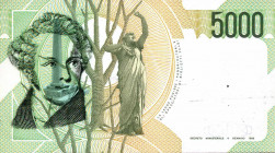 WAHRCARTAMONETA - BANCA d'ITALIA - Repubblica Italiana (monetazione in lire) (1946-2001) - 5.000 Lire - Bellini 26/11/1996 Alfa 813; Lireuro 69D Fazio...