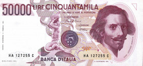 WAHRCARTAMONETA - BANCA d'ITALIA - Repubblica Italiana (monetazione in lire) (1946-2001) - 50.000 Lire - Bernini 1° tipo 01/12/1986 Alfa 903; Lireuro ...