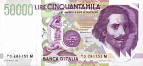 WAHRCARTAMONETA - BANCA d'ITALIA - Repubblica Italiana (monetazione in lire) (1946-2001) - 50.000 Lire - Bernini 2° tipo 20/02/1997 Alfa 909; Lireuro ...