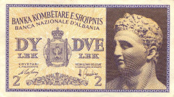 WAHRCARTAMONETA - COLONIE ED OCCUPAZIONI DI TERRITORI ITALIANI - Banca Nazionale d'Albania - Occupazione (1939) - 2 Lek 1939 Gav. 102
 

qFDS