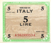 WAHRCARTAMONETA - COLONIE ED OCCUPAZIONI DI TERRITORI ITALIANI - Allied Military Currency - AM Lire (1943-1945) - 5 Lire 1943 Italiano - FLC Gav. 240...