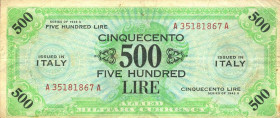WAHRCARTAMONETA - COLONIE ED OCCUPAZIONI DI TERRITORI ITALIANI - Allied Military Currency - AM Lire (1943-1945) - 500 Lire 1943-45 Italiano Inglese Ga...