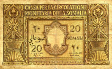 WAHRCARTAMONETA - COLONIE ED OCCUPAZIONI DI TERRITORI ITALIANI - Cassa per la Circolazione Monetaria della Somalia (1950) - 20 Somali 1950 Gav. 321 R ...