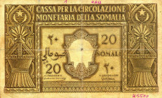 WAHRCARTAMONETA - COLONIE ED OCCUPAZIONI DI TERRITORI ITALIANI - Cassa per la Circolazione Monetaria della Somalia (1950) - 20 Somali 1950 Gav. 321 R ...