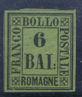 WAHRAREA ITALIANA - ROMAGNE - Antichi Stati 1859 - 6 baj verde giallo (Sass. 7) Cat. 1000 € +- Cert. E. Diena
 

NN