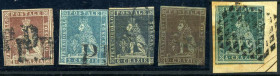WAHRAREA ITALIANA - TOSCANA - Antichi Stati 1851 Leone mediceo - valori sciolti - (4/8) - Cat. 1600 €
 

US