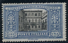 WAHRAREA ITALIANA - ITALIA REGNO 1923 Alessandro Manzoni - Lira azzurra (155f) Cert. Ray
 

NN