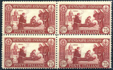 WAHRAREA ITALIANA - ITALIA REGNO 1931 S. Antonio VII - Cent. Morte Cent. 75 - Dent. 12 - (299) - Quartina - Ct. 1300 €
 

NN