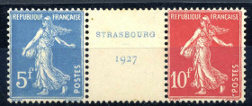 WAHREUROPA - FRANCIA 1927 Esposizione filatelica di Strasburgo - Un. 241/42 - Linguella sull'interspazio ma molto freschi Cat. 750 €
 

NN