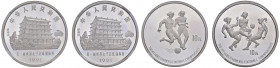 CINA 10 Yuan 1991 Campionato mondiale di calcio femminile - KM 369; KM 370 AG Lotto di 2 monete in slab NGC PF68 ULTRA CAMEO numero 6141353-057 e 6141...
