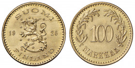 FINLANDIA Repubblica - 100 Markkaa 1926 - Fr. 8 AU (g 4,23) RR
qFDC